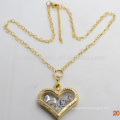 3.6mm 18"+2" wholesale jewelry gold long chain floating charms locket heart necklace